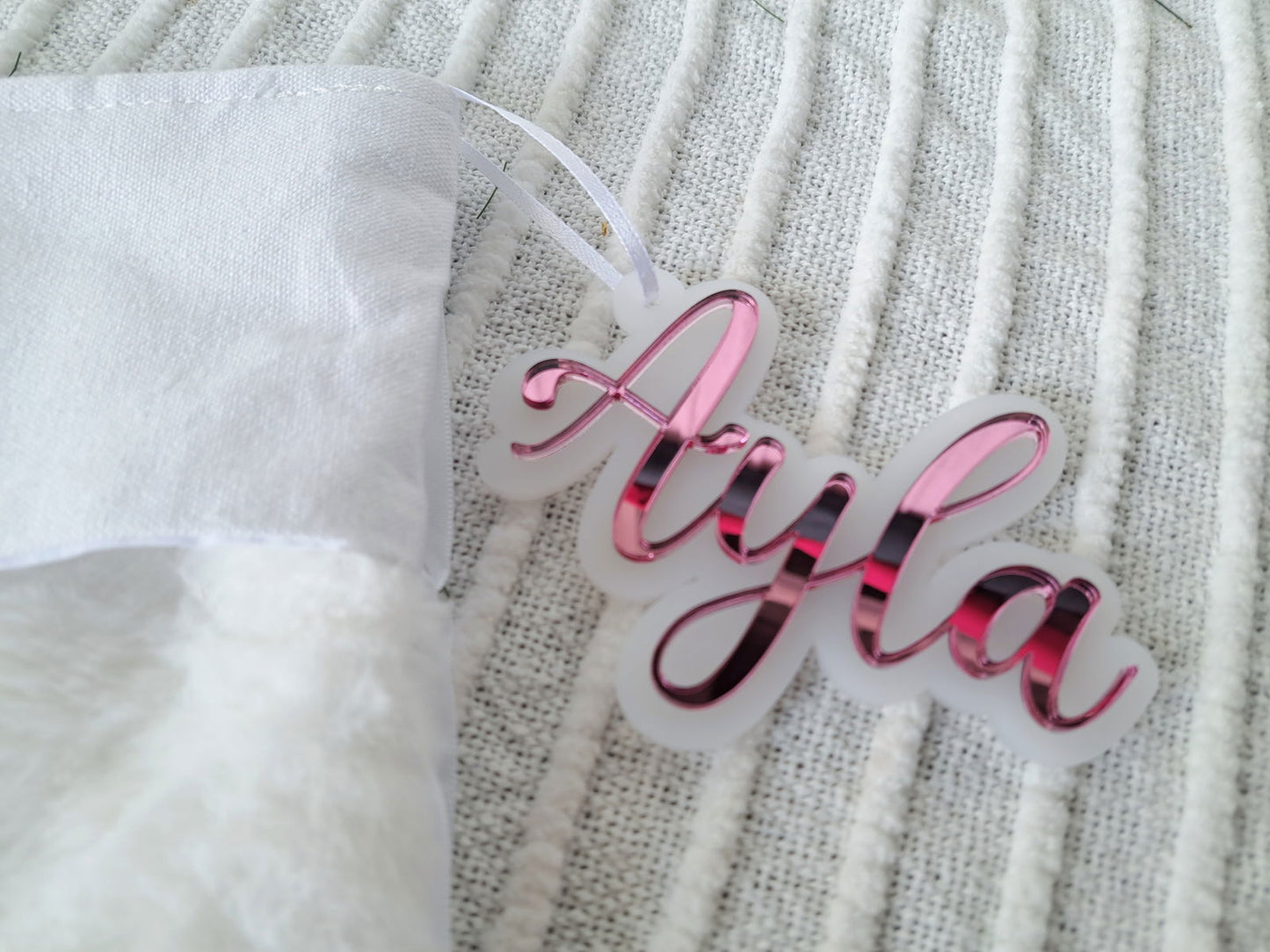 Christmas Stocking with Personalised Tag - Lou James Creations
