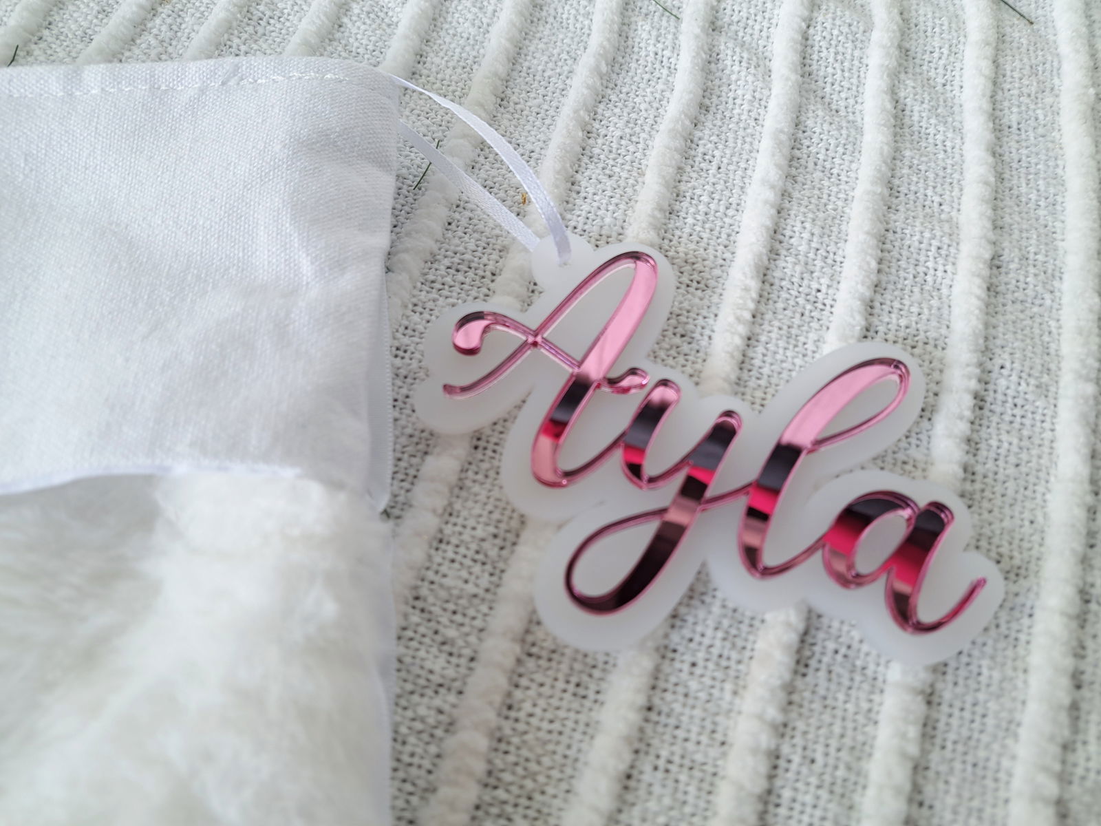 Christmas Stocking with Personalised Tag - Lou James Creations