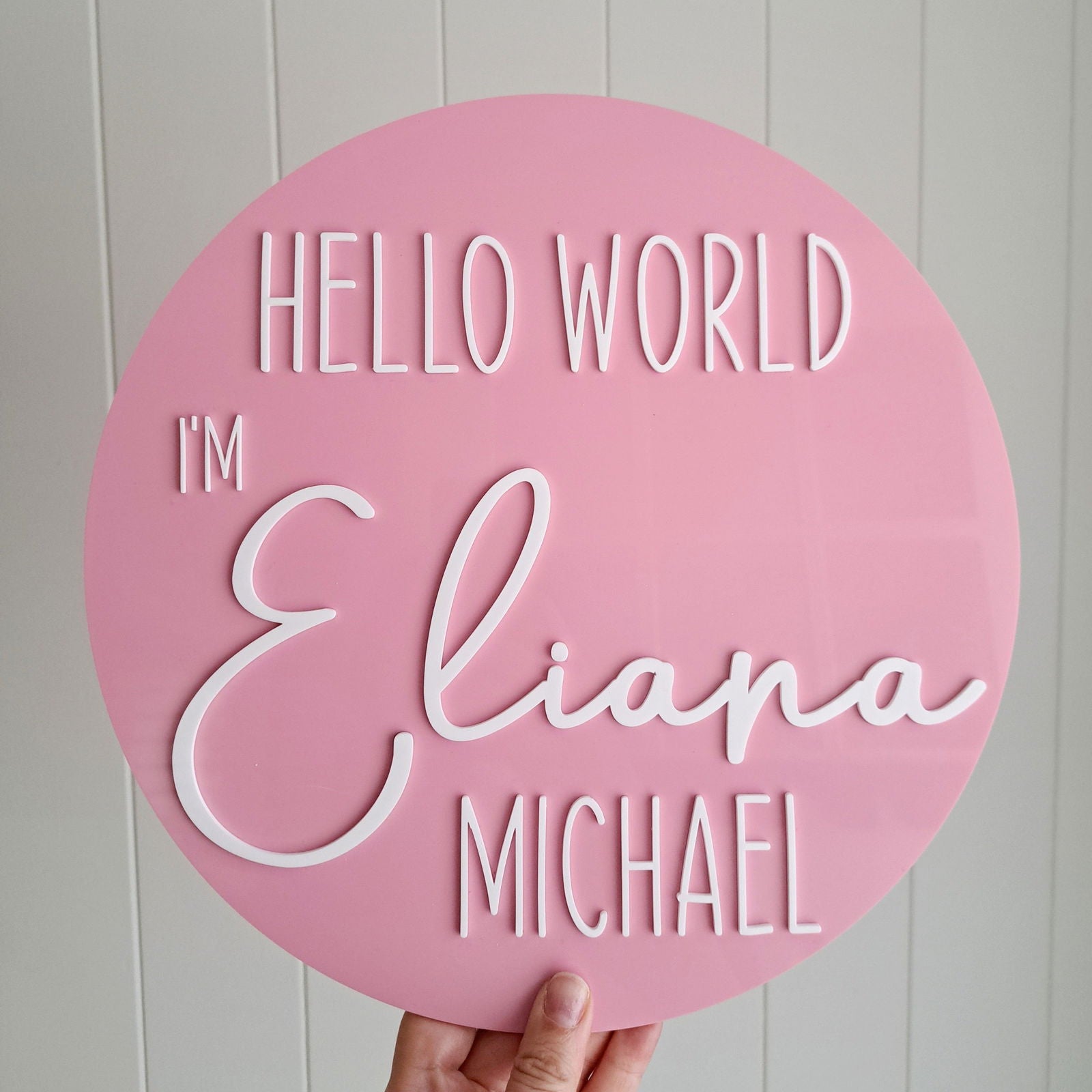 Circle Name Plaque - Plywood & Acrylic - Lou James Creations