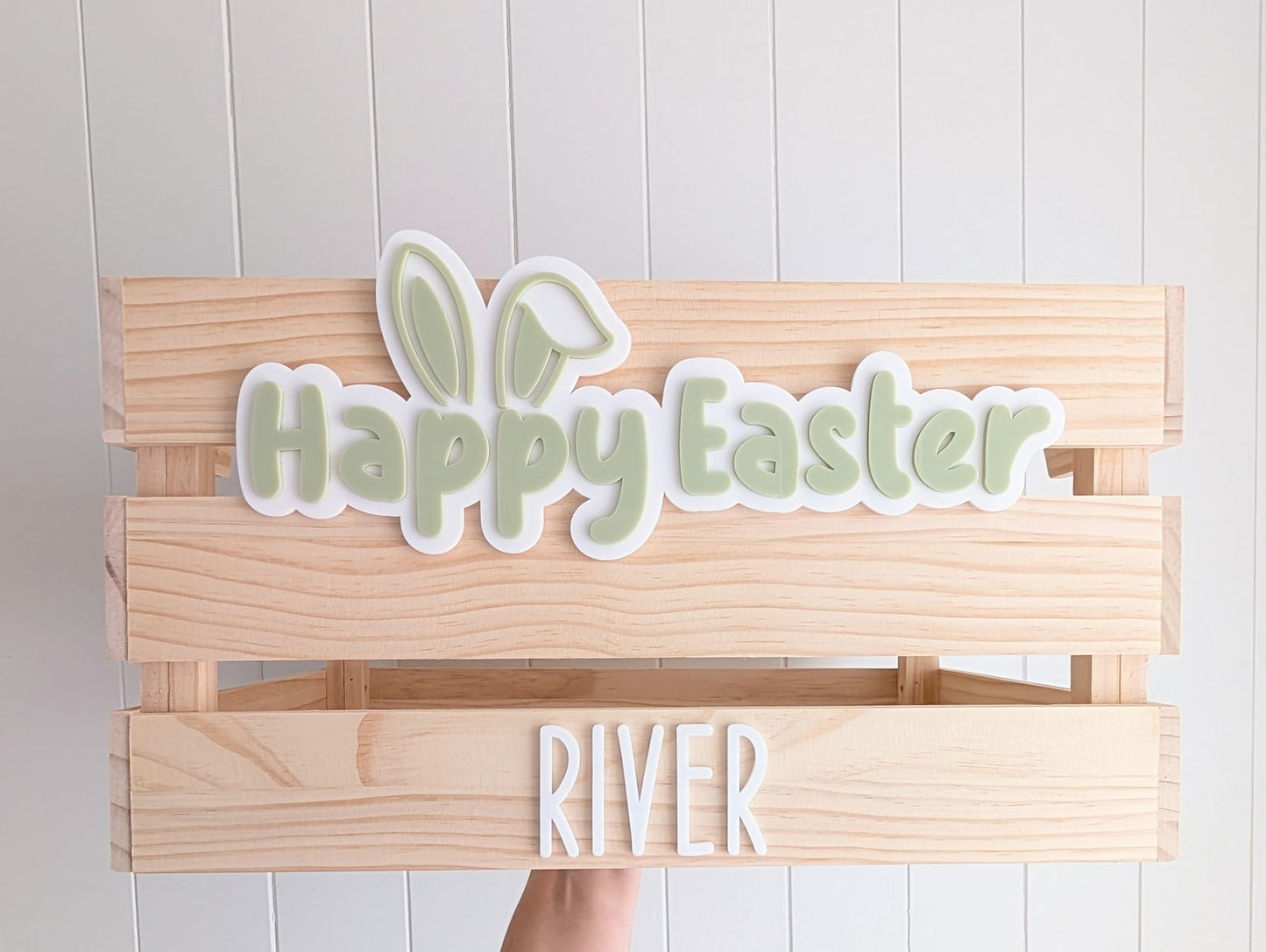 Easter Bunny Ear Crate - Interchangeable for Christmas and Birthday - Lou James Creations