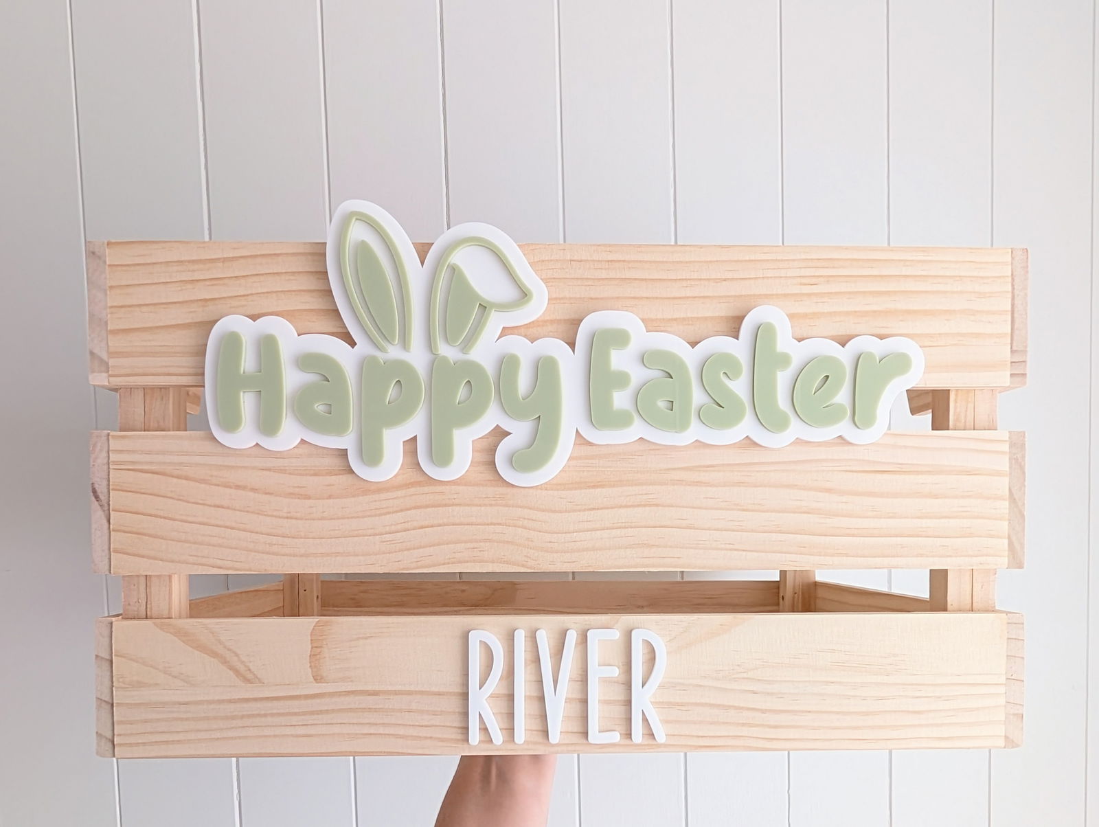 Easter Bunny Ear Crate - Interchangeable for Christmas and Birthday - Lou James Creations