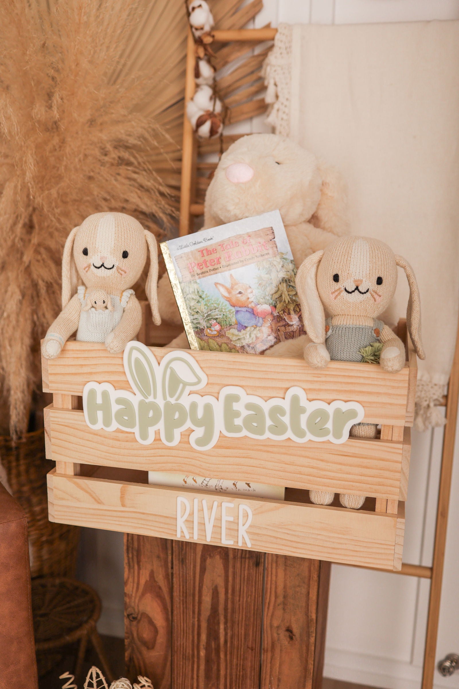 Easter Bunny Ear Crate - Interchangeable for Christmas and Birthday - Lou James Creations