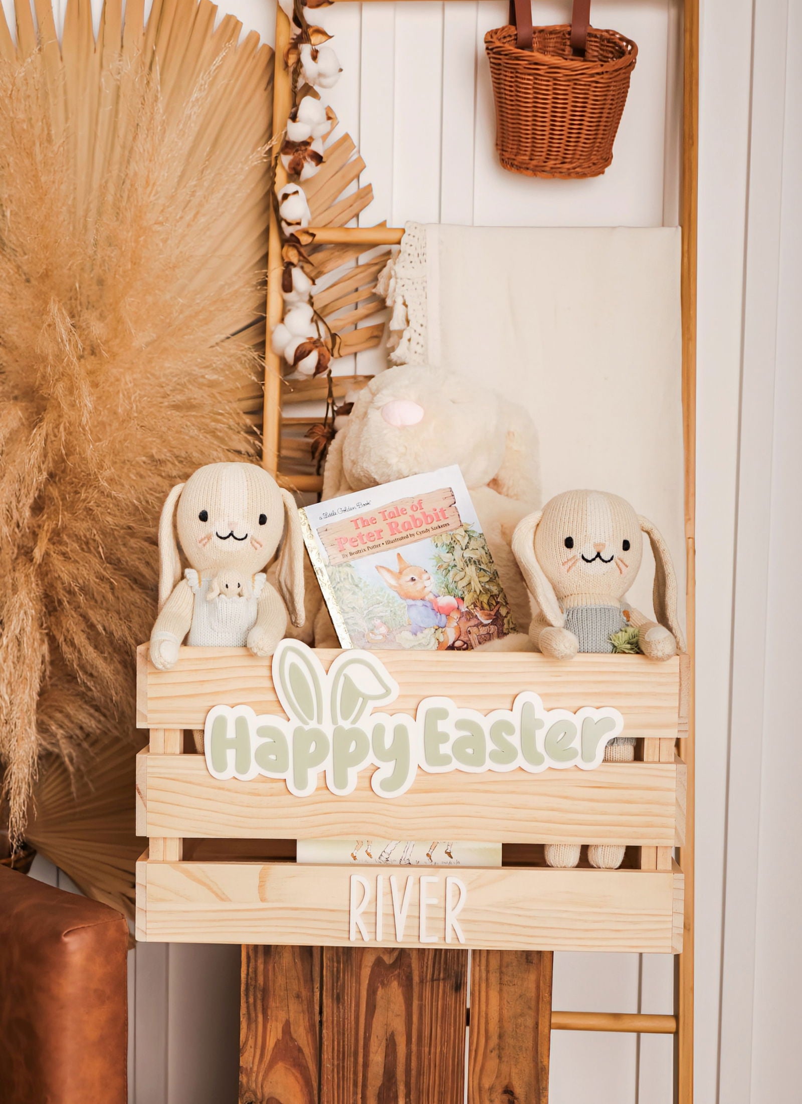 Easter Bunny Ear Crate - Interchangeable for Christmas and Birthday - Lou James Creations