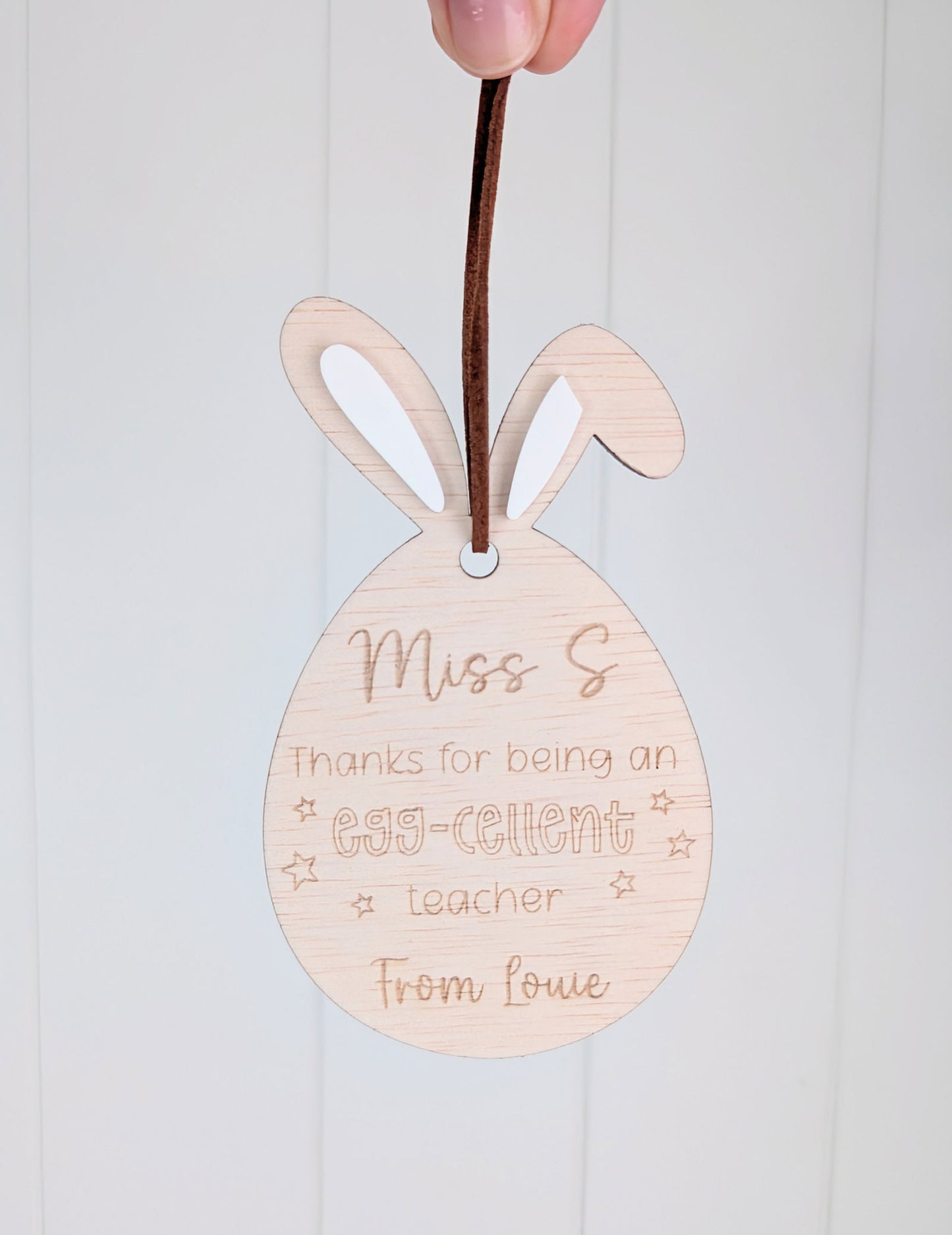 Easter Egg Teacher Wooden Tag - Lou James Creations