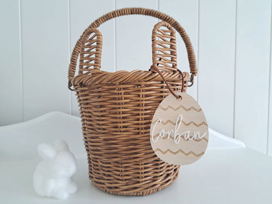 Easter Egg Zig Zag Wooden Tag - Lou James Creations