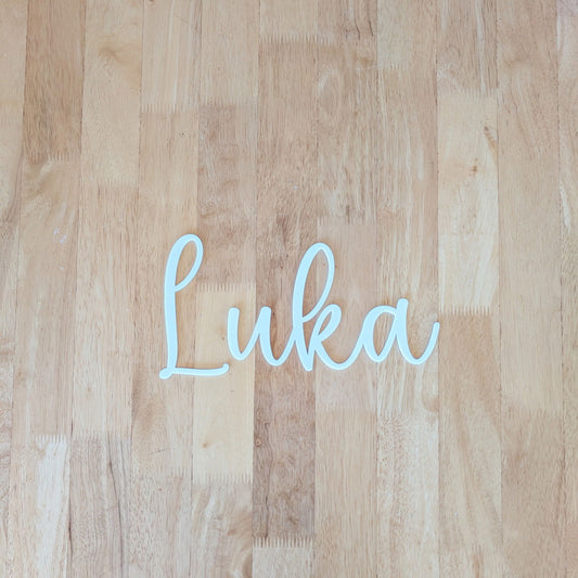 LUKA Single Layer White Name Plaque - Lou James Creations