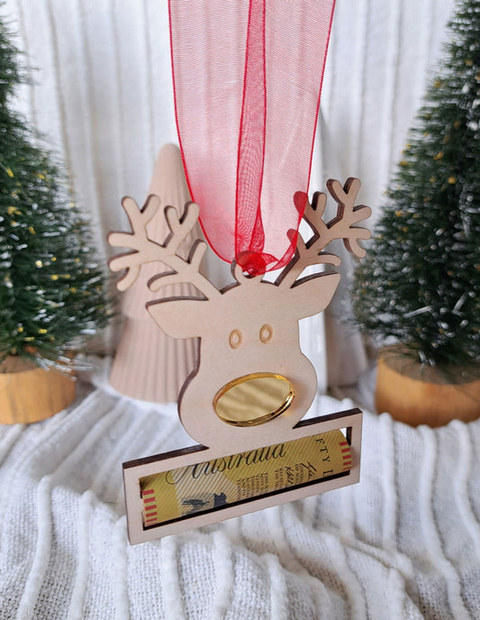 Reindeer Money Holder Christmas Ornament - Lou James Creations 