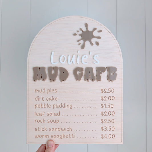 Mud Kitchen Cafe Menu Sign - Lou James Creations