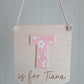 Name Bunting Wood with Floral Letter - Lou James Creations
