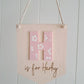 Name Bunting Wood with Floral Letter - Lou James Creations