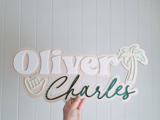 Name Plaque with Palm - Lou James Creations