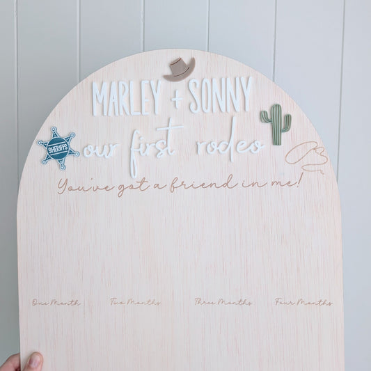 Birthday 12 Month Photo Board - First Rodeo Theme