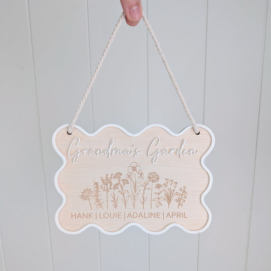 Grandma's Garden Hanging Sign - Lou James Creations 