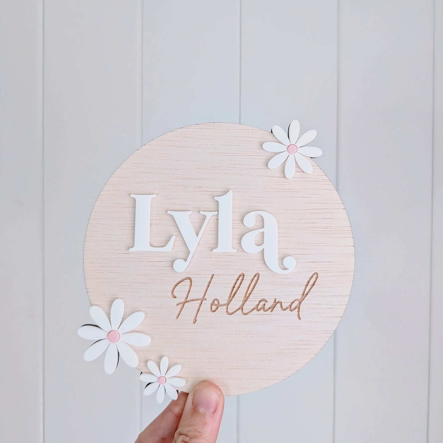 Name Announcement Daisy Plaque