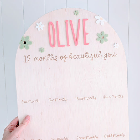 Birthday 12 Month Photo Board - Daisy Theme
