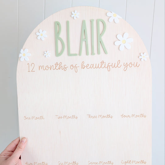 Birthday 12 Month Photo Board - Daisy Theme
