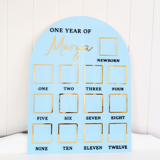 Birthday 12 Month Photo Board - Acrylic with Photo Boarder