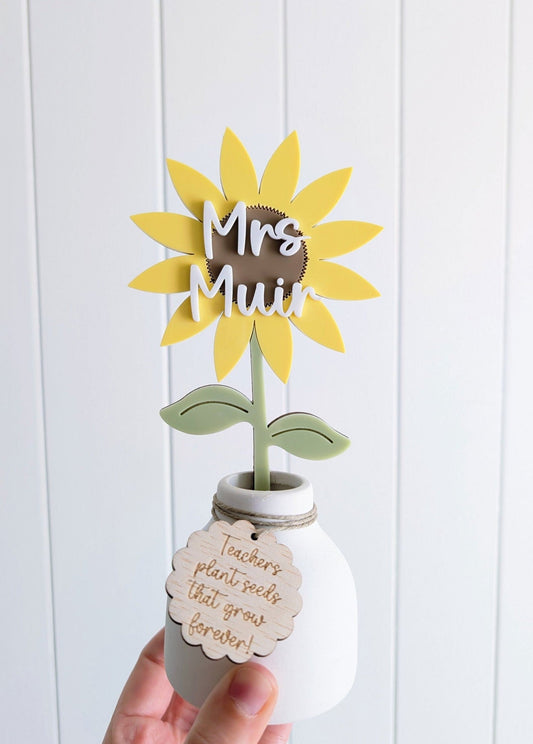 Personalised Sunflower in Vase - Lou James Creations