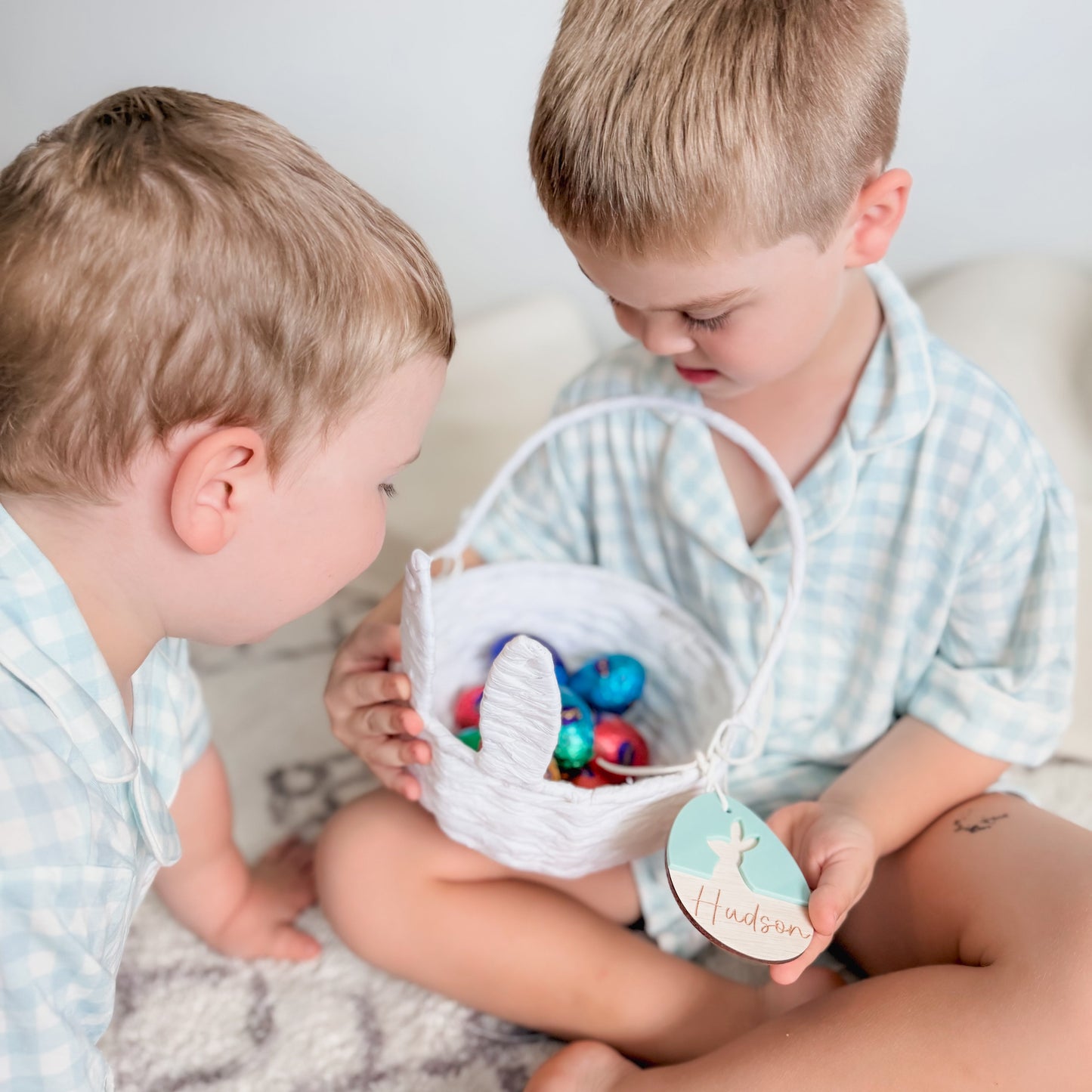 Easter Egg Bunny Silhouette Tag