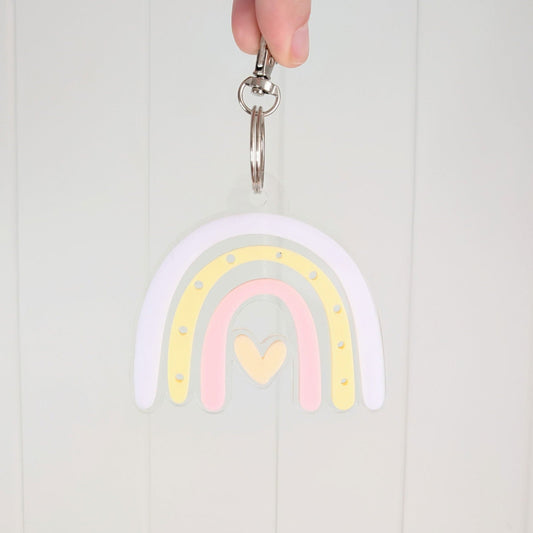 Rainbow Heart Keyring - Lou James Creations 