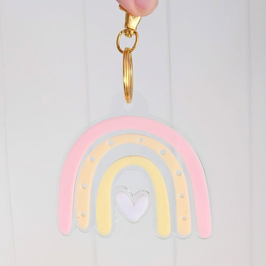 Rainbow Heart Keyring - Lou James Creations 