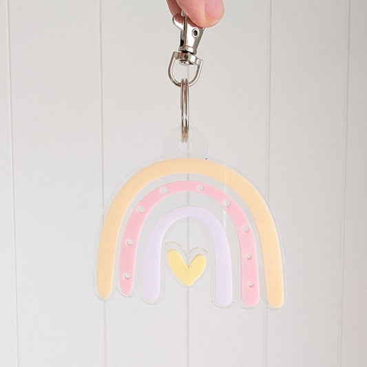 Rainbow Heart Keyring - Lou James Creations 