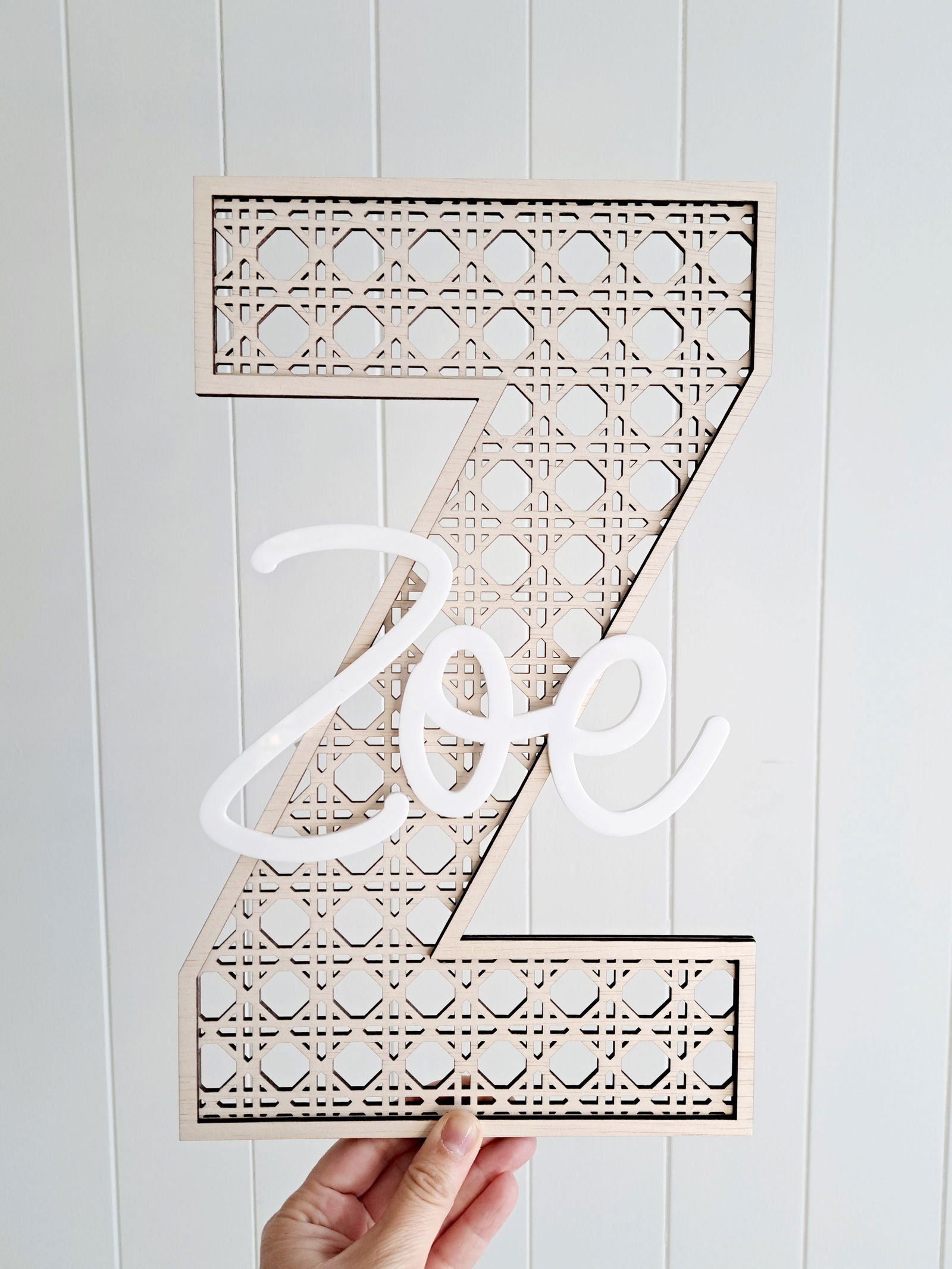 Rattan Wooden Letter with Name - Lou James Creations