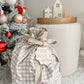 Santa Sack - Beige Gingham - Lou James Creations