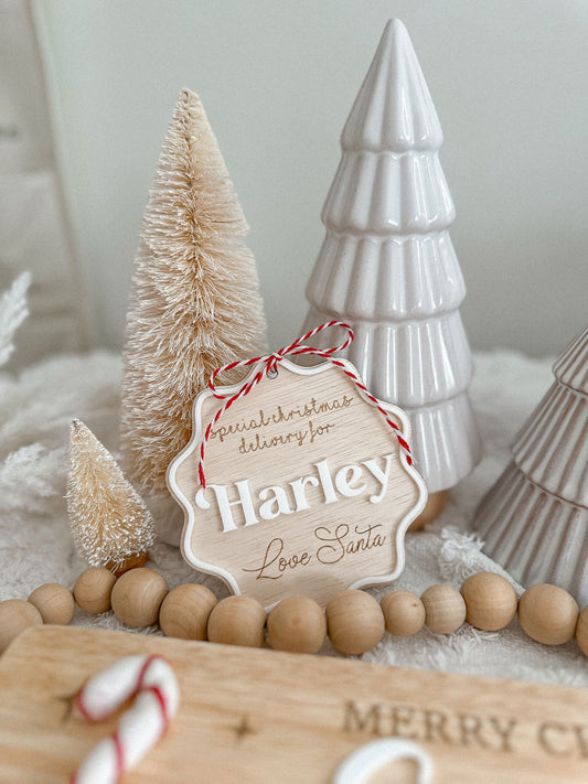 Santa Sack Personalised Tag - Scallop - Lou James Creations