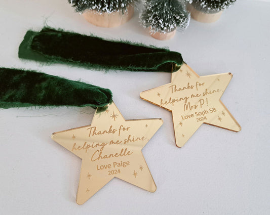 Star Teacher Christmas Ornament - Lou James Creations