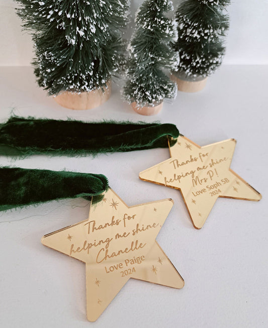 Star Teacher Christmas Ornament - Lou James Creations