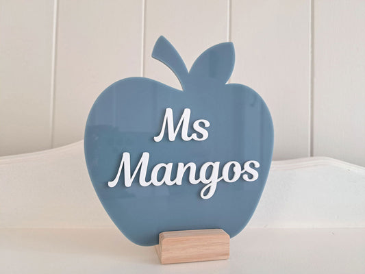 Teacher Apple Desk Plaque and Stand - Lou James Creations