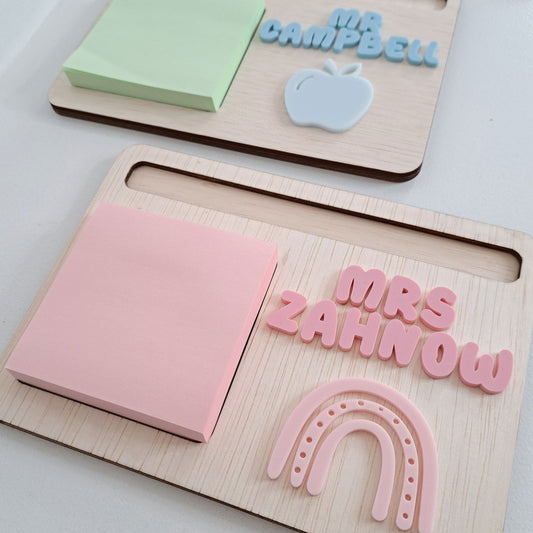Teacher Notepad and Pen Holder - Wooden - Lou James Creations