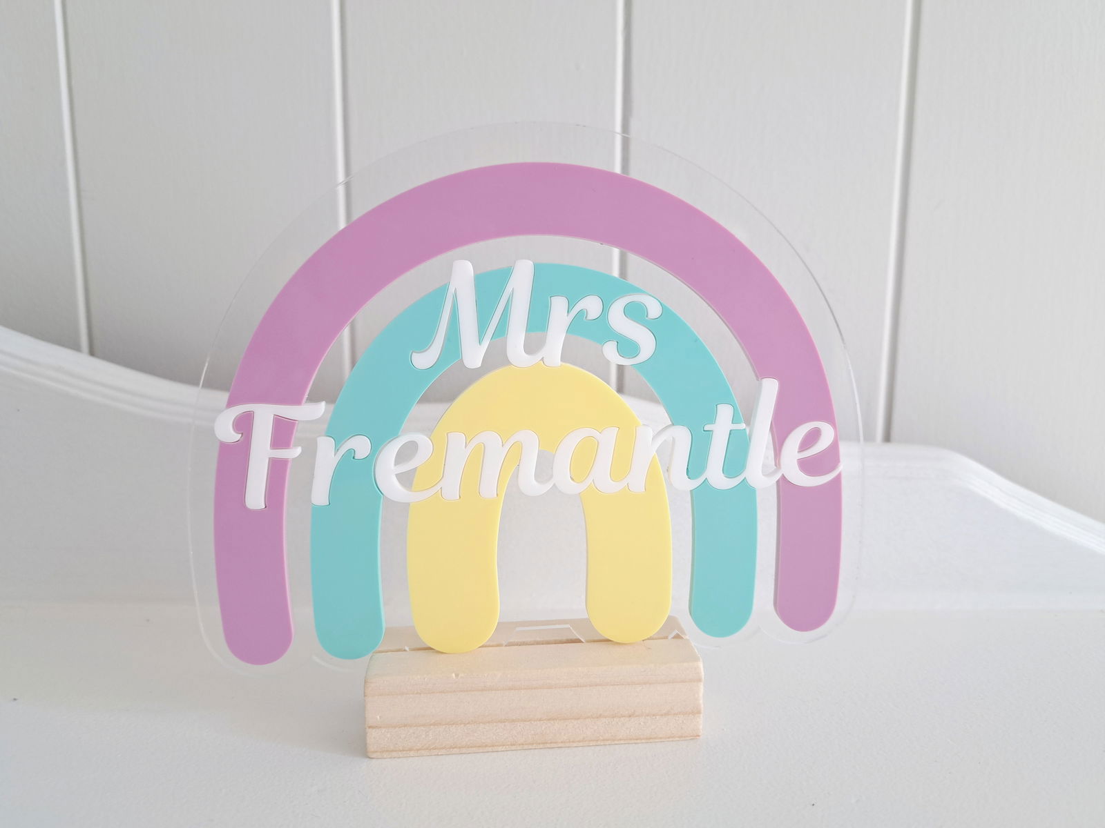 Teacher Rainbow Desk Plaque and Stand - Lou James Creations