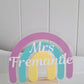 Teacher Rainbow Desk Plaque and Stand - Lou James Creations