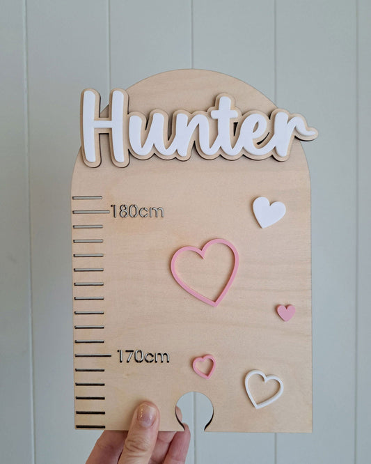 Wall Height Chart - Hearts - Lou James Creations