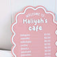 Wooden Play Cafe Menu Sign