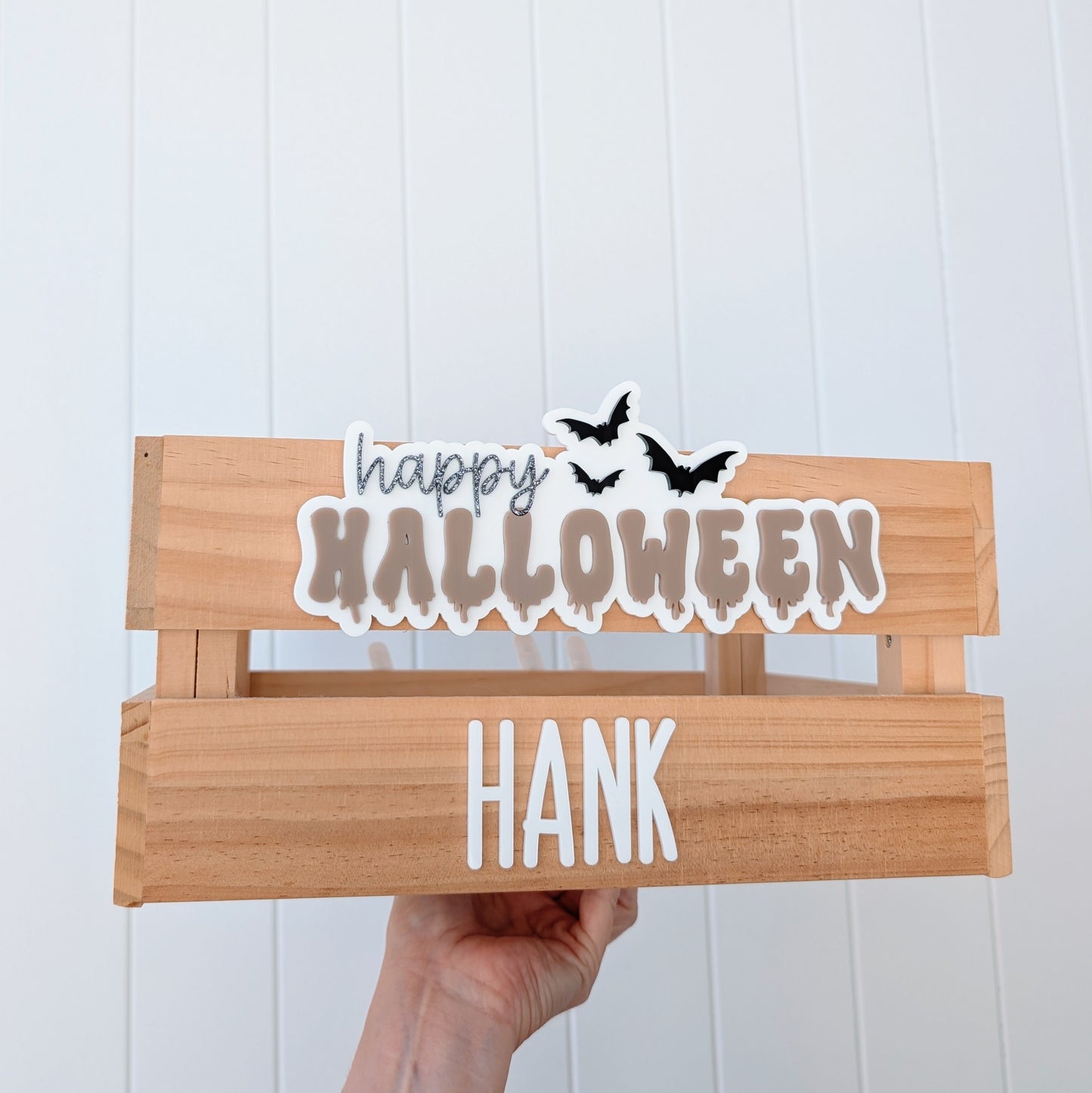 SMALL Crate with Happy Halloween Plaque
