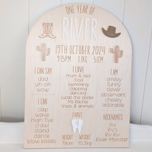 Milestone Board - First Rodeo Theme