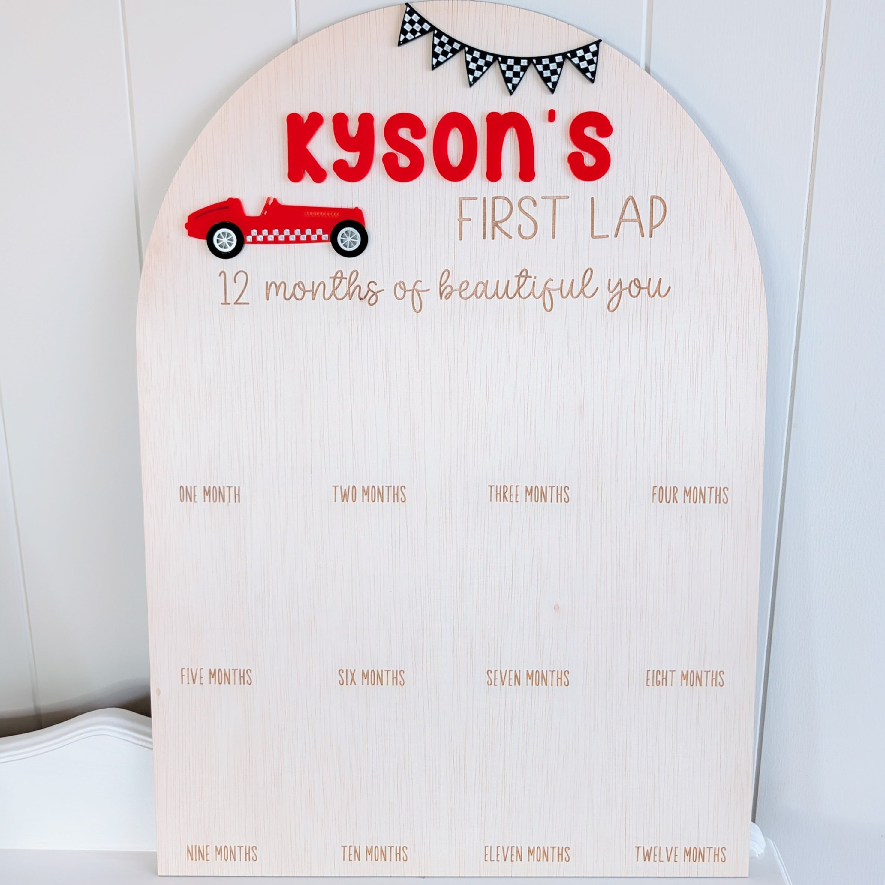 Birthday 12 Month Photo Board - Race Car Theme – Lou James Creations