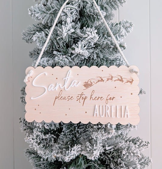 Santa Stop Here Christmas Sign