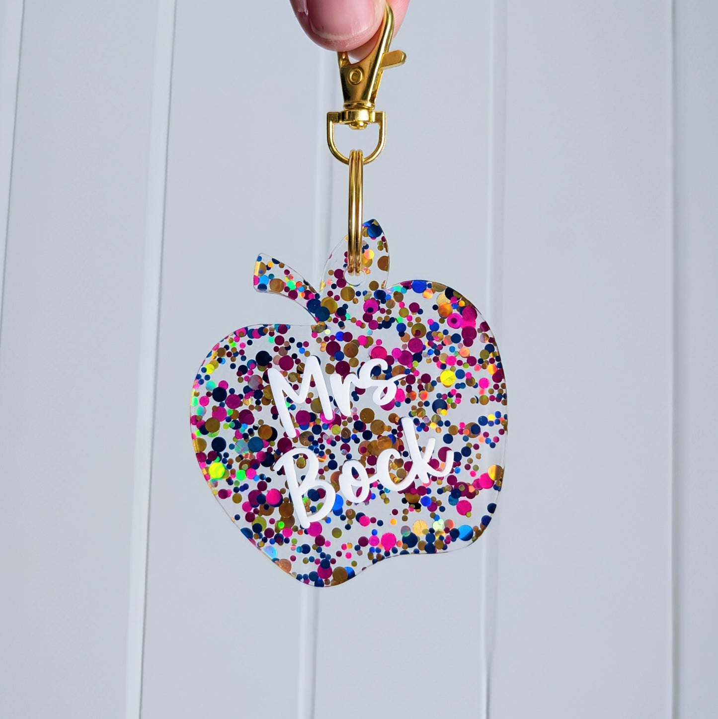 Apple Glitter Keyring
