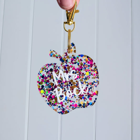 Apple Glitter Keyring