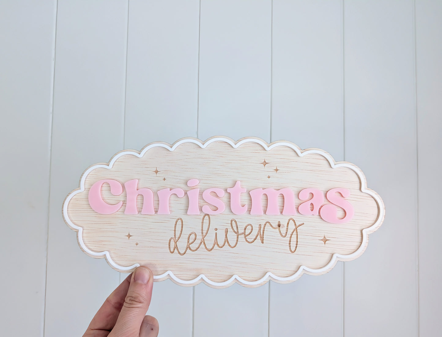 LARGE Crate with Christmas Delivery Scallop Plaque