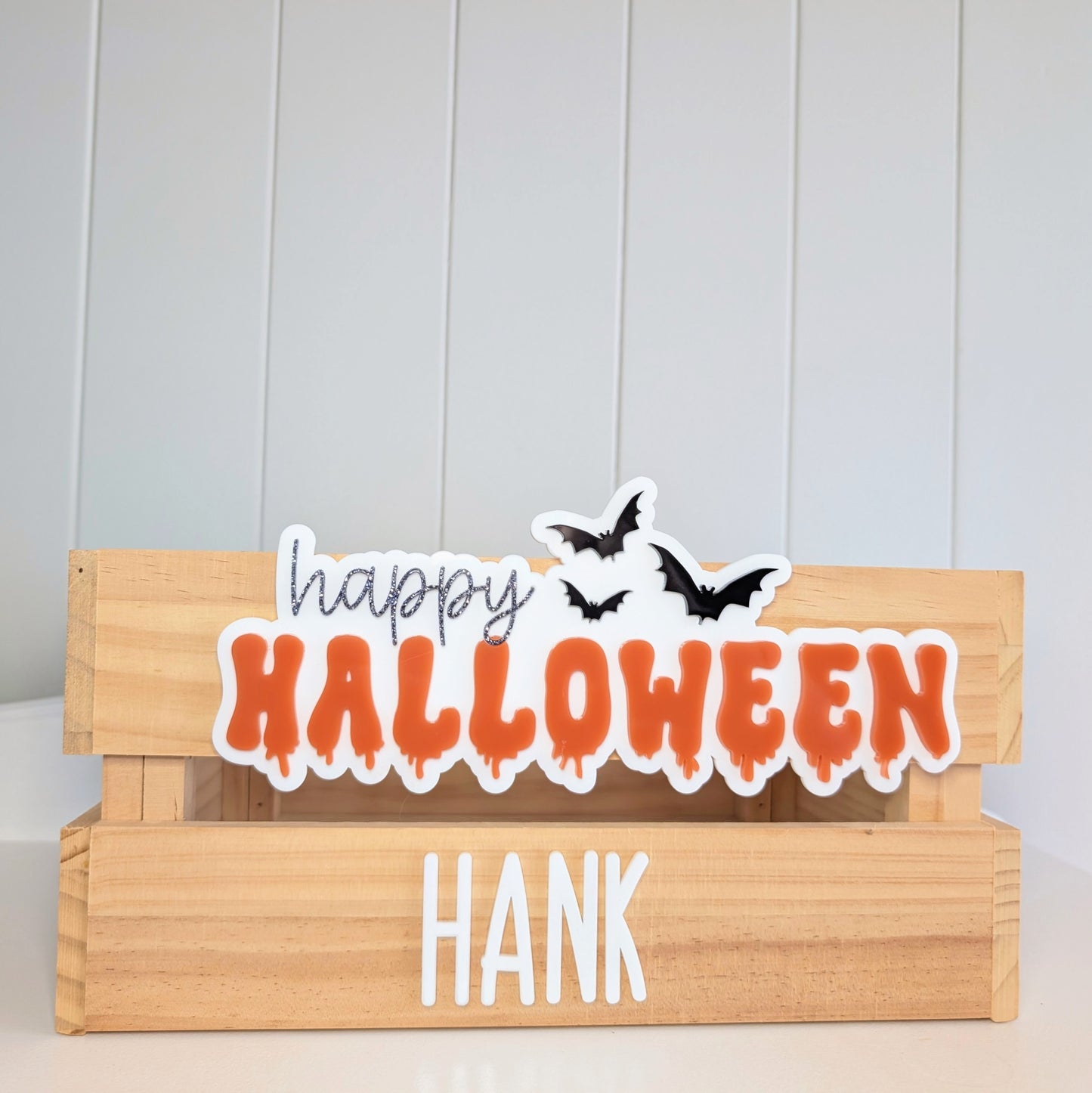 LARGE Crate with Happy Halloween Plaque