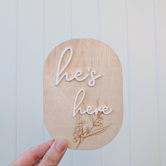 He's Here Birth Announcement Plaque - 50% OFF