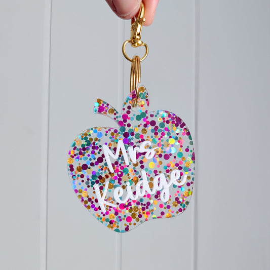 Apple Glitter Keyring