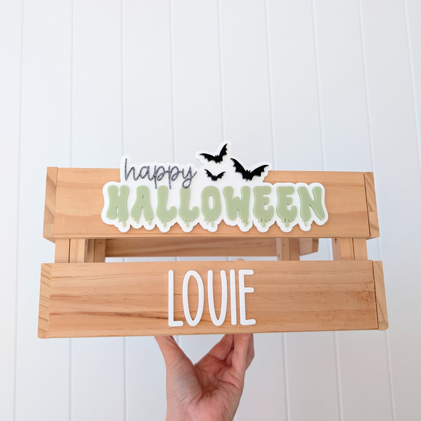 SMALL Crate with Happy Halloween Plaque