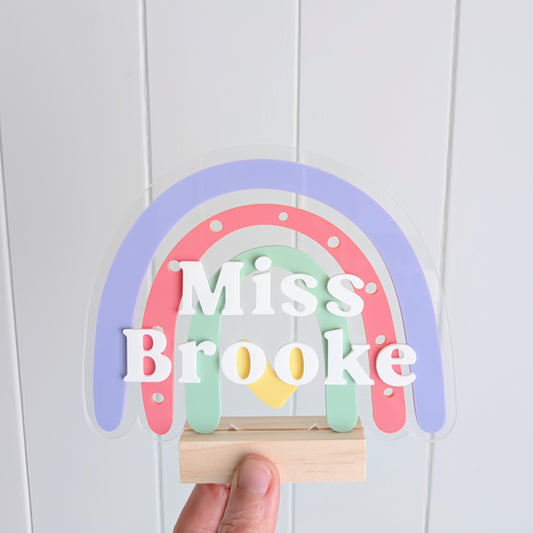 Teacher Rainbow Desk Plaque and Stand