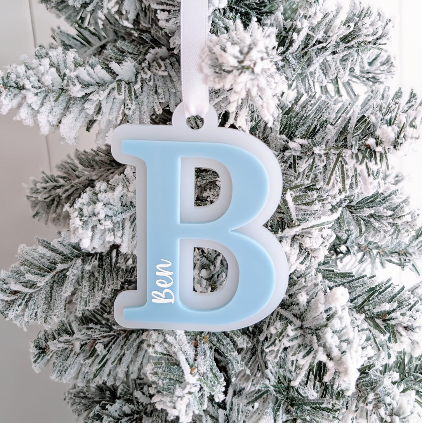 Christmas Letter Ornament with Engraved name